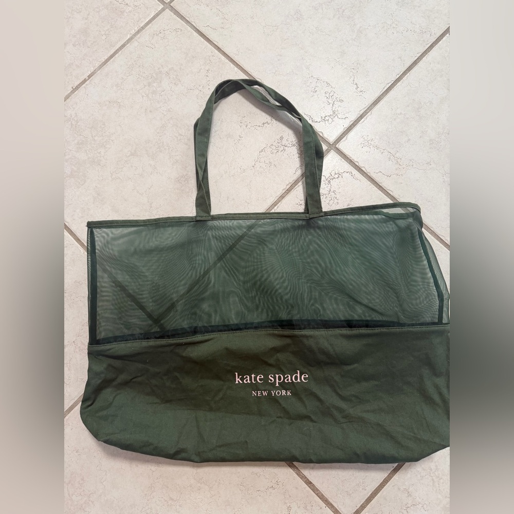 Kate Spade Green Mesh Cloth Open XL Tote Resort Bag